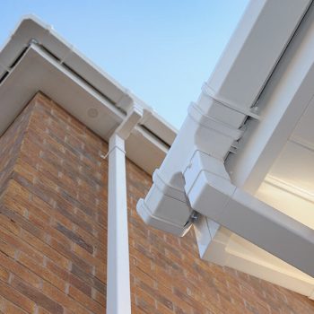 Close up of white uPVC guttering