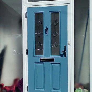 Duck egg blue composite door with black hardware