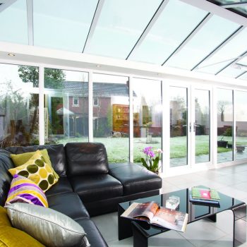 Large glass conservatory internal view