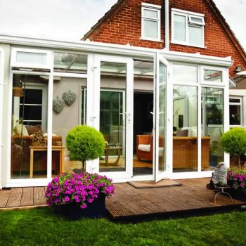 Lean to style conservatory with full upvc frame and french doors