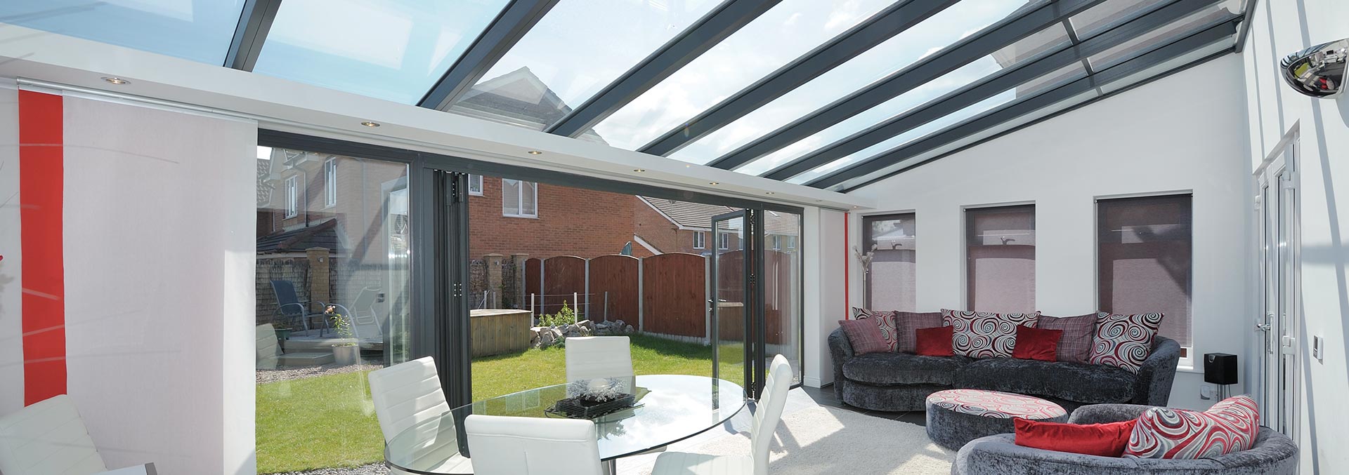 Lean to style uPVC conservatory with bifolding doors