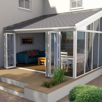 Lean-to style conservatory with tiled roof - design render image