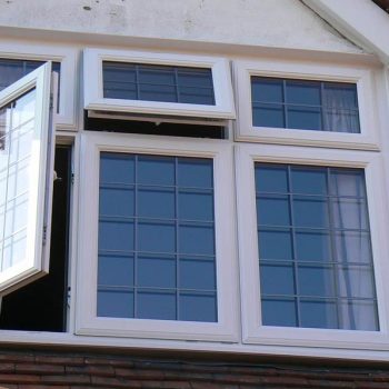 White windows with lead detail